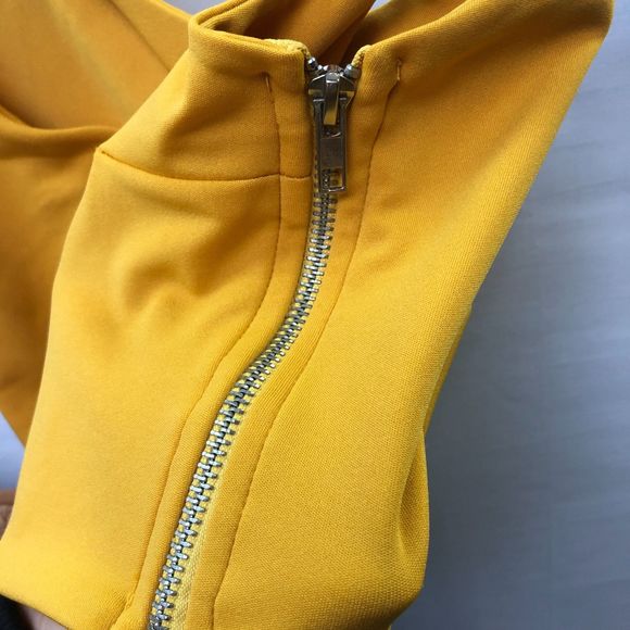 Ceylon Mustard Cotton Blend Yellow Split Deep V Crop Tank Top Small Side Zipper - Picture 6 of 9